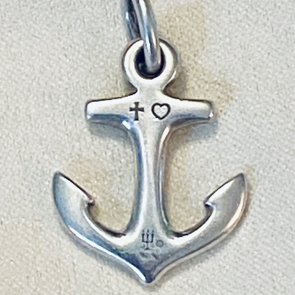James Avery Retired Silver Anchor Pendant or Charm Engraved with Cross and Heart - Picture 1 of 2
